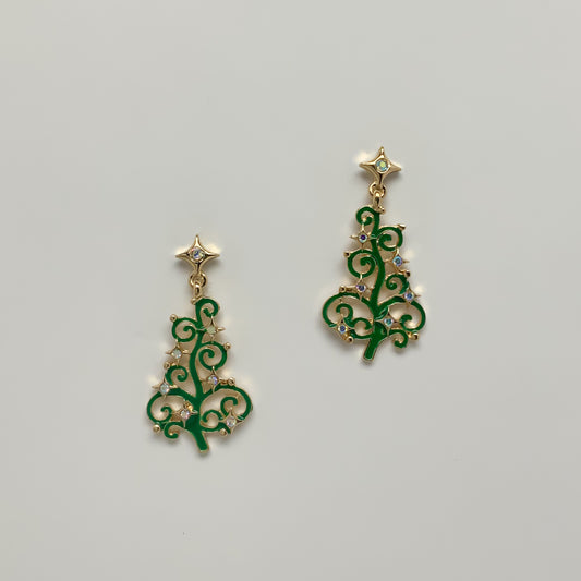 Small Christmas Tree Drop Earrings