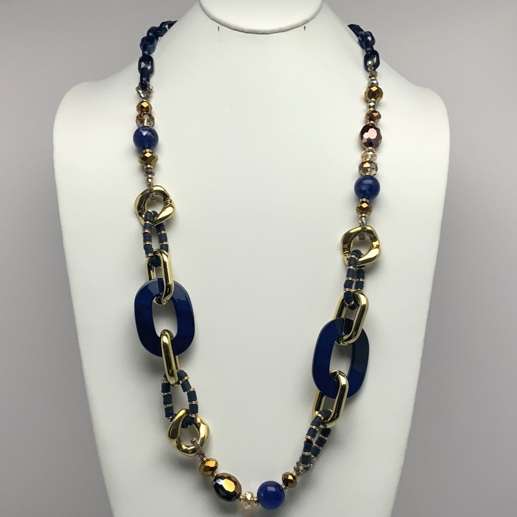 Beaded Lucite Linked Necklace