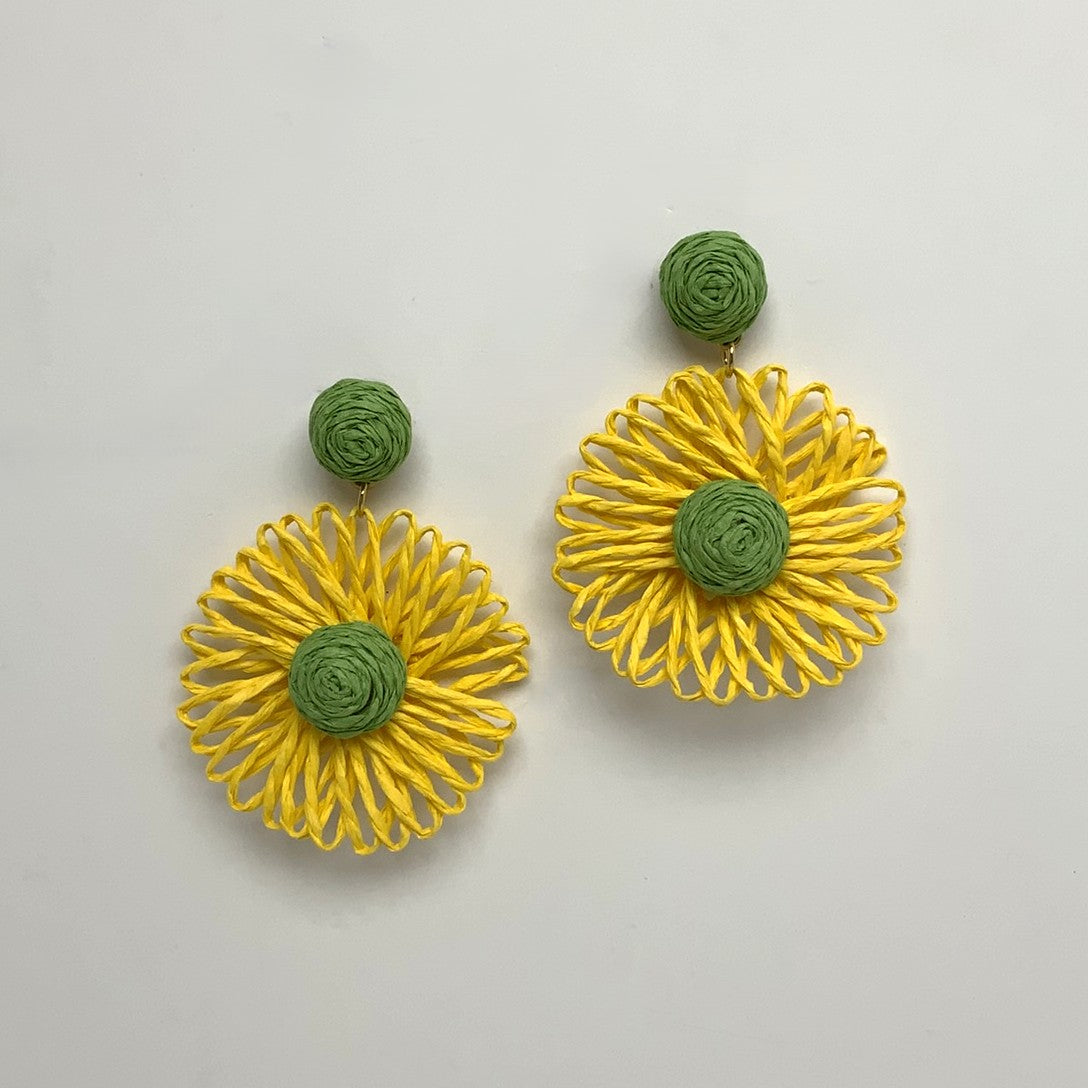 Duo Color Flower Drop Earrings