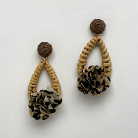 Bamboo Teardrop Fabric Center Earrings
