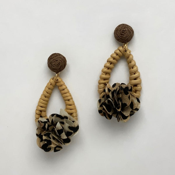 Bamboo Teardrop Fabric Center Earrings