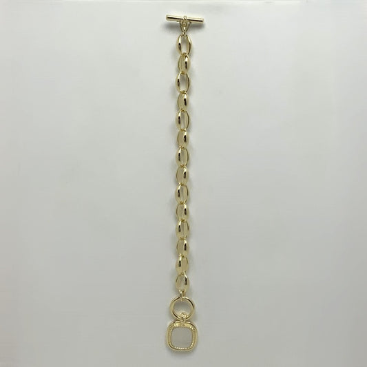 Oval Chain Mother of Pearl Square Pendant Bracelet