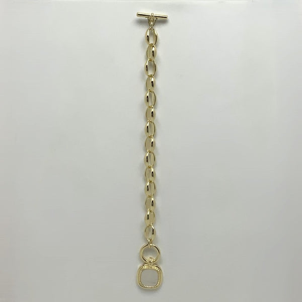 Oval Chain Mother of Pearl Square Pendant Bracelet