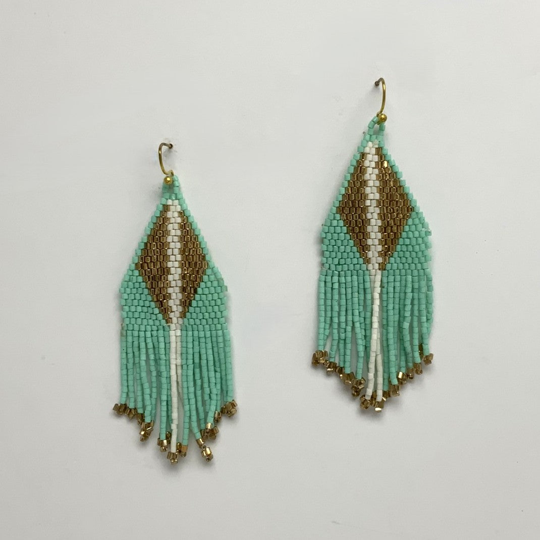 Boho Beaded Triangle Tassel Earrings