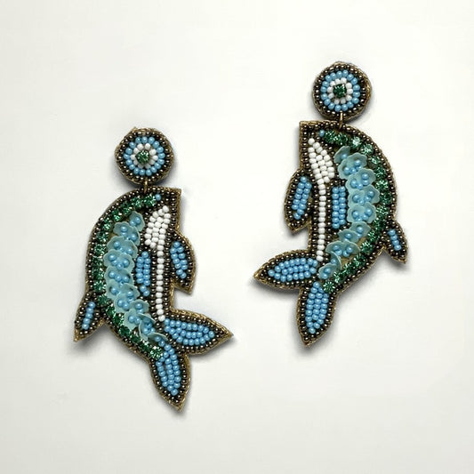 Beaded Dolphin Earrings