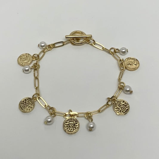 Mini Coin Pearl Charm Bracelet