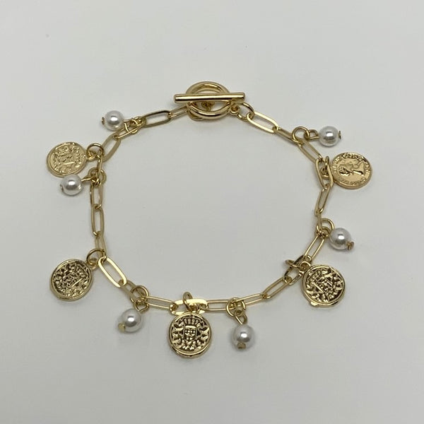 Mini Coin Pearl Charm Bracelet