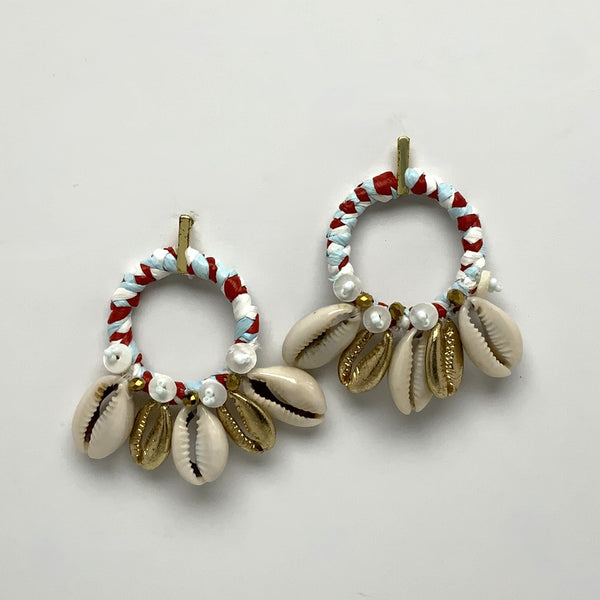 Cowrie Shell Circle Friction Back Earrings