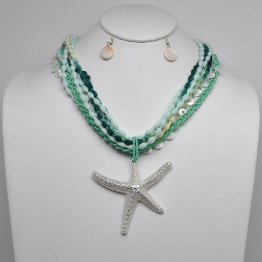 Layered Nautical Starfish Pendant Necklace