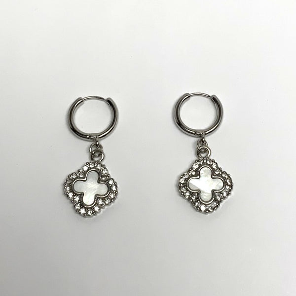 Clover Crystal Drop Charm Earrings