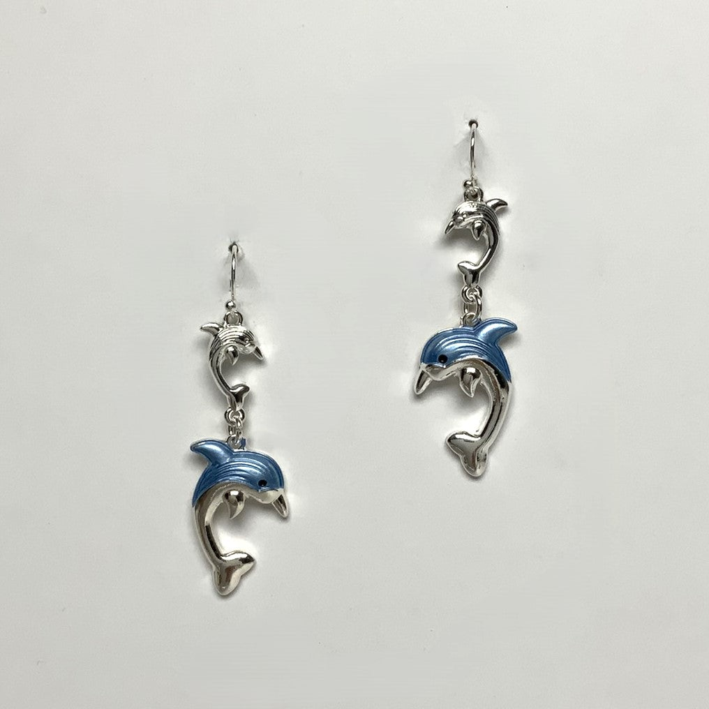 Dangly Descending Dolphin Earrings