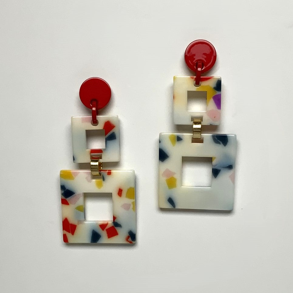 Descending Lucite Square Earrings