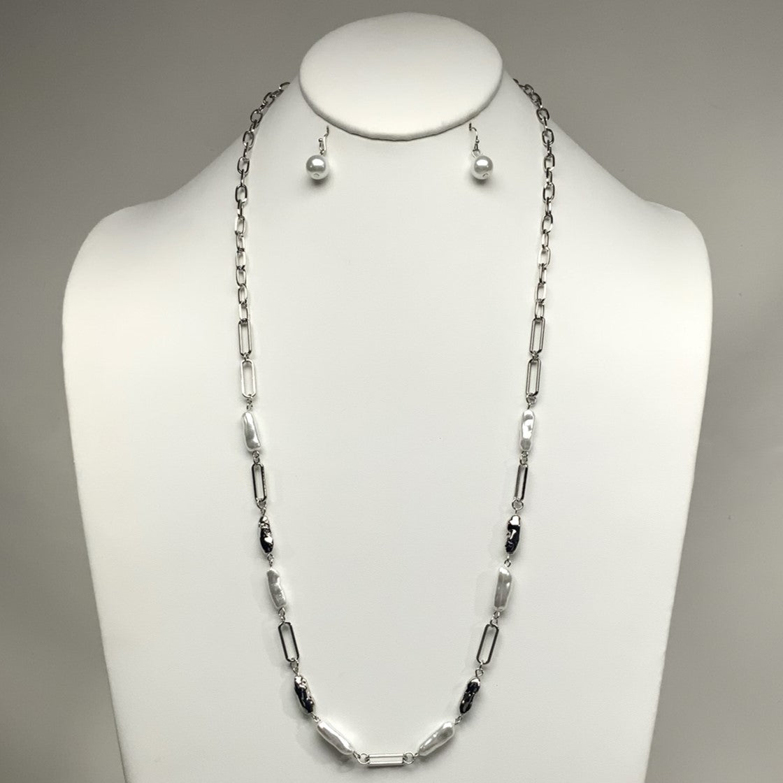 Long Pearl Necklace Set