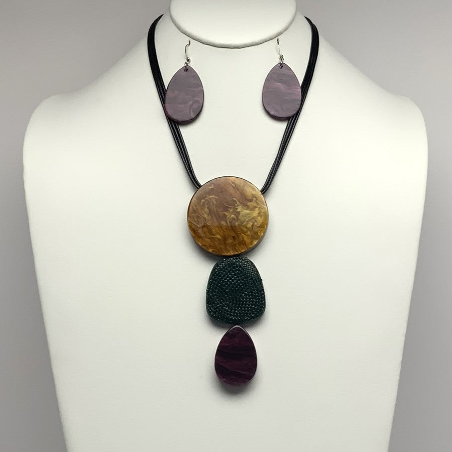 Three Lucite Drop Necklace Set