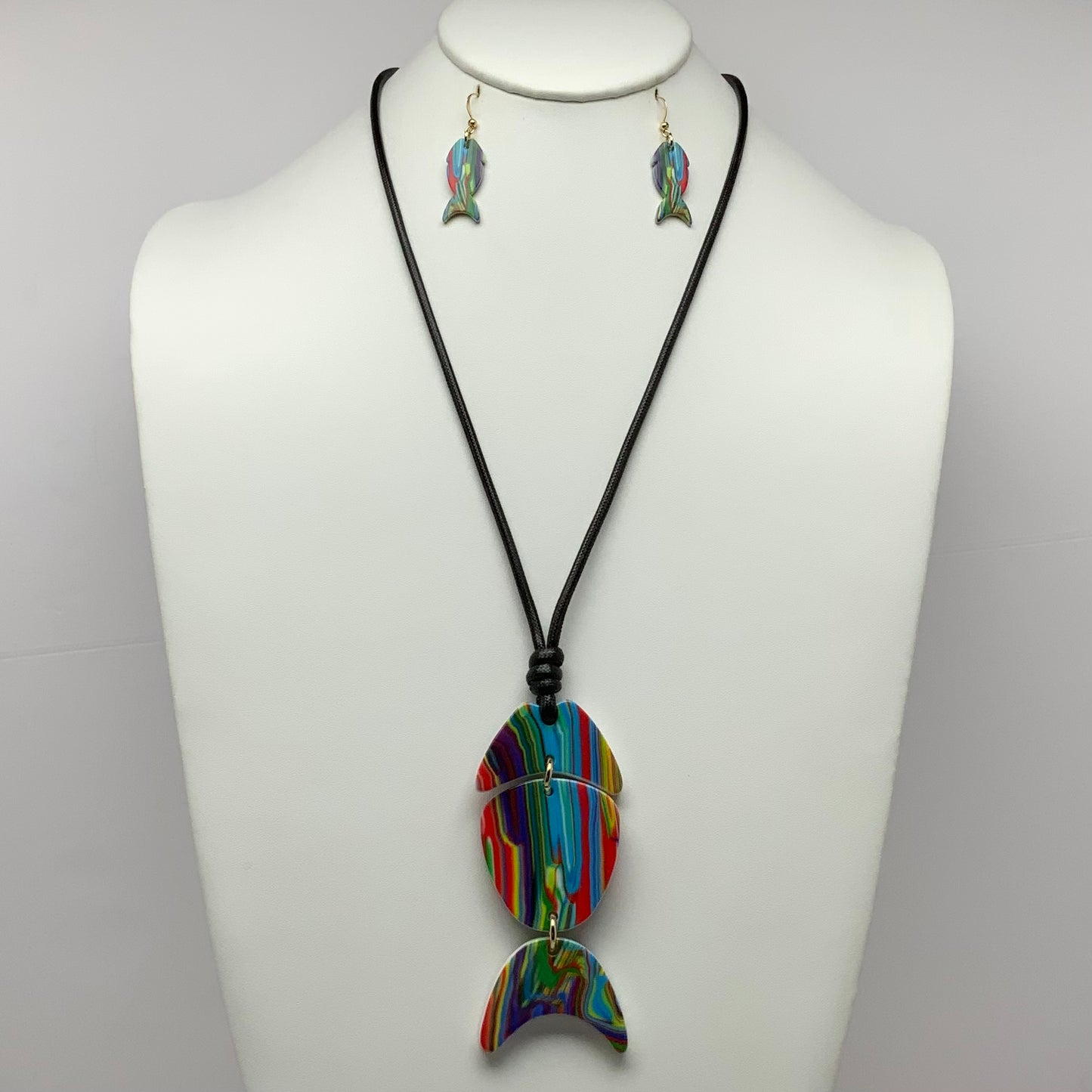 Rainbow Fish Cord Necklace Set