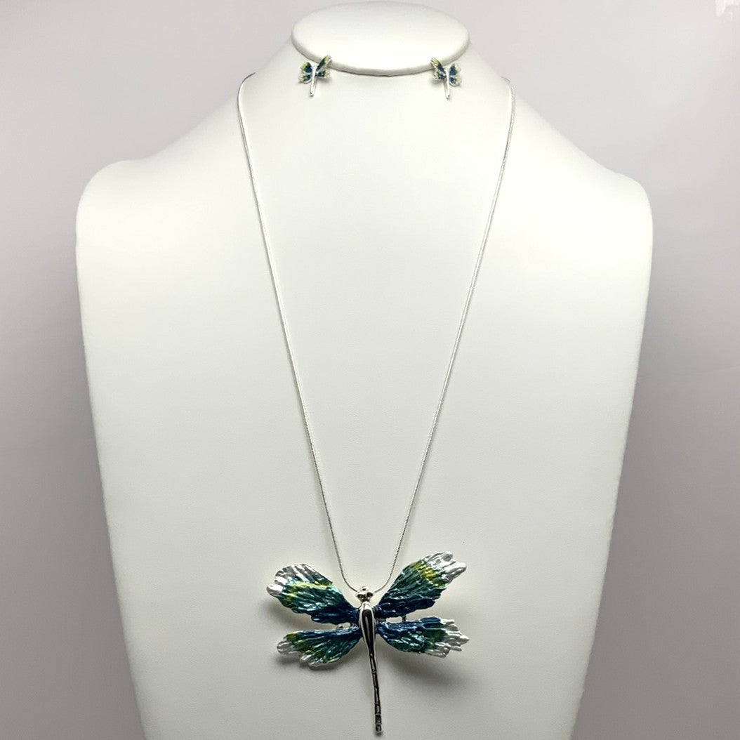 Dragonfly Pendant Necklace Set