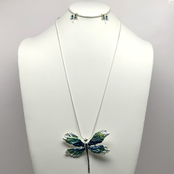 Dragonfly Pendant Necklace Set