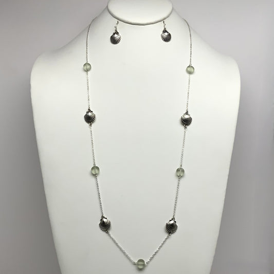 Seashell Sea Glass Necklace Set
