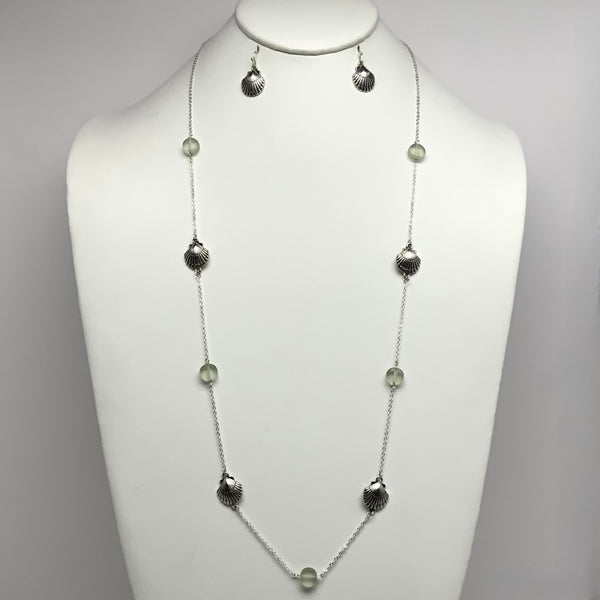 Seashell Sea Glass Necklace Set