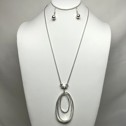 Oval Abstract Snake Chain Necklace Set