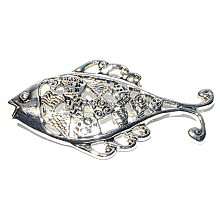 Decorated fish pendant pin