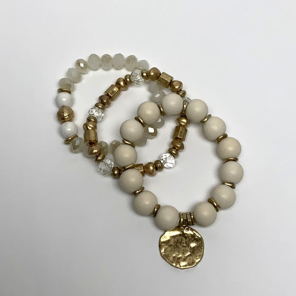 Beaded Hammered Charm Bracelets