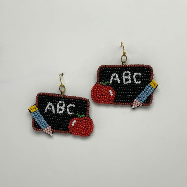 Beaded “ABC” Chalkboard Earrings