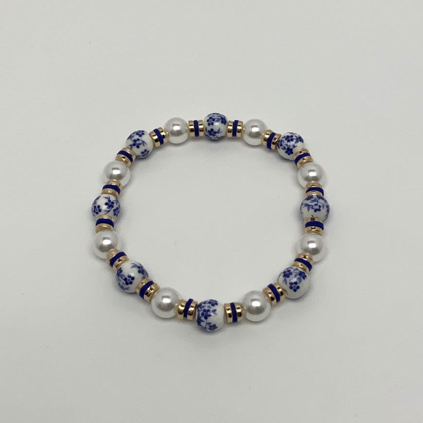 Flower Print Pearl Bracelet