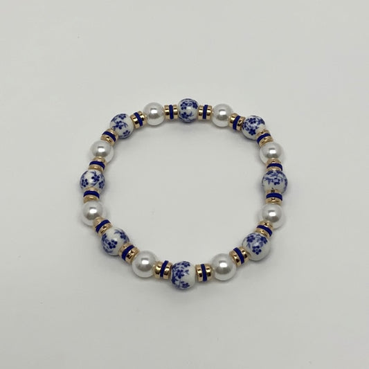 Flower Print Pearl Bracelet