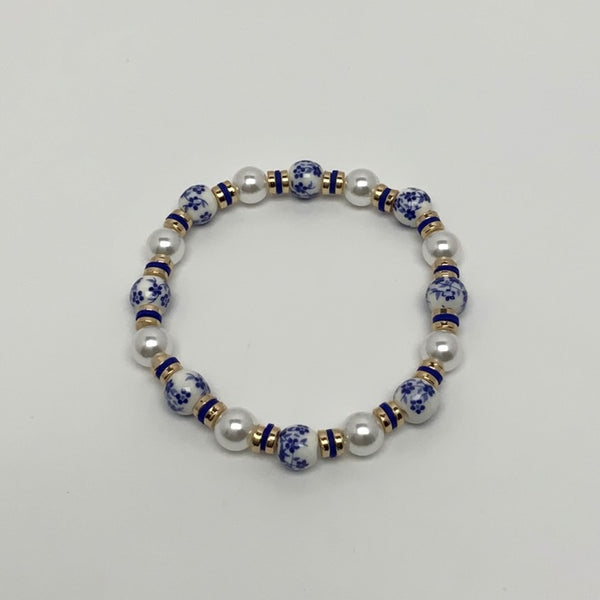 Flower Print Pearl Bracelet
