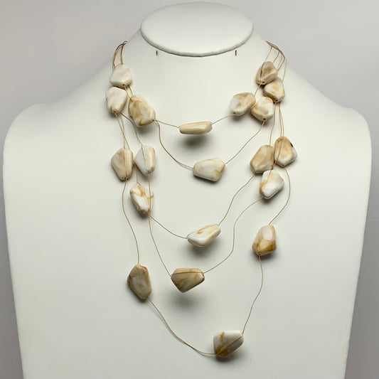 Layered Wire Stone Lucite Necklace