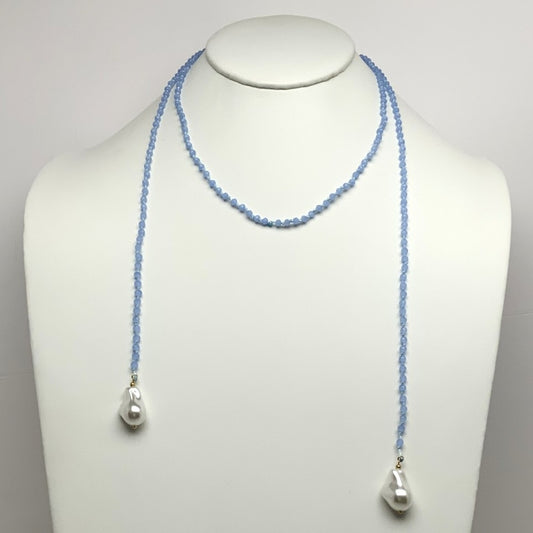 Beaded Pearl Ends Wrap Necklace