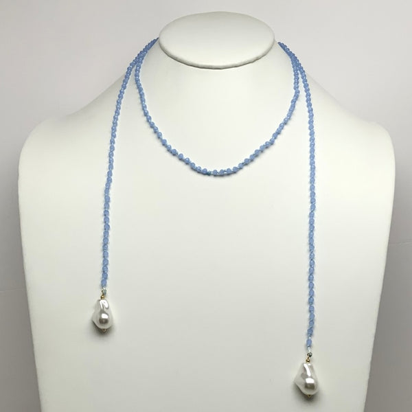 Beaded Pearl Ends Wrap Necklace