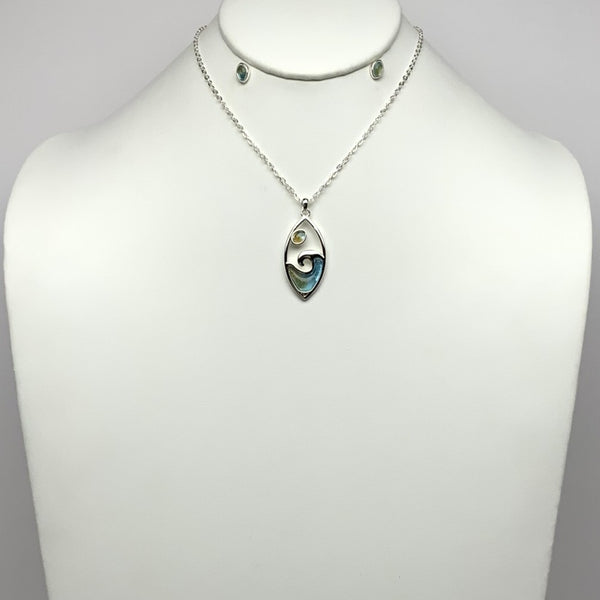 Surfboard Wave Drop Necklace Set
