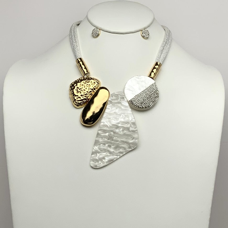 Cord w/Gold Tone Pendants Necklace