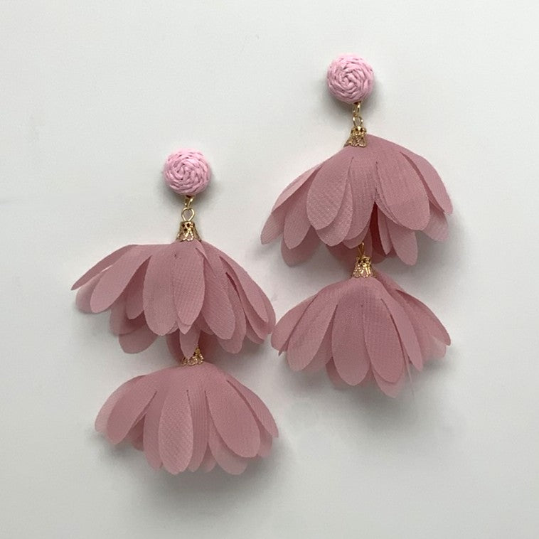 Flower Tulle Drop Earrings