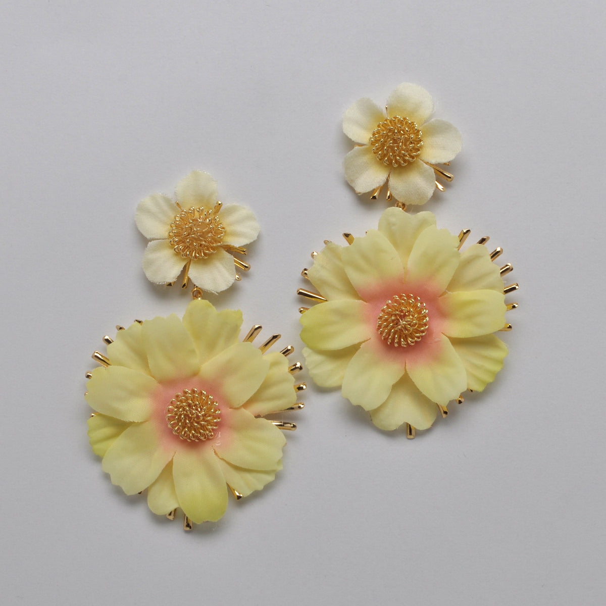 Fabric Metal Flower Earrings