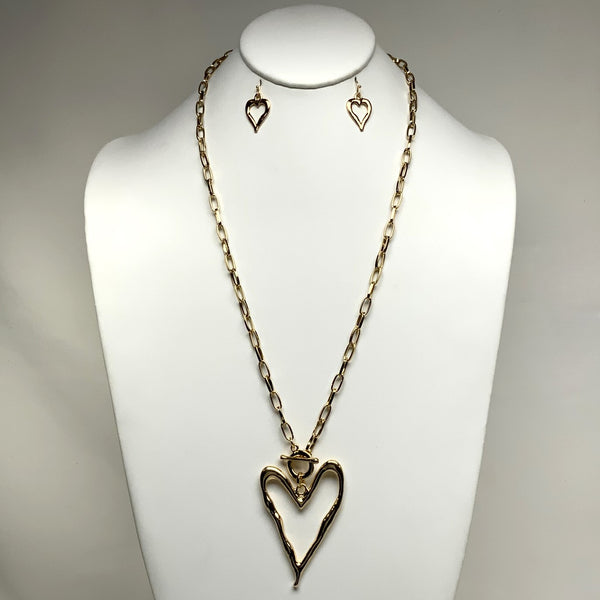 Chain Heart Pendant Necklace Set