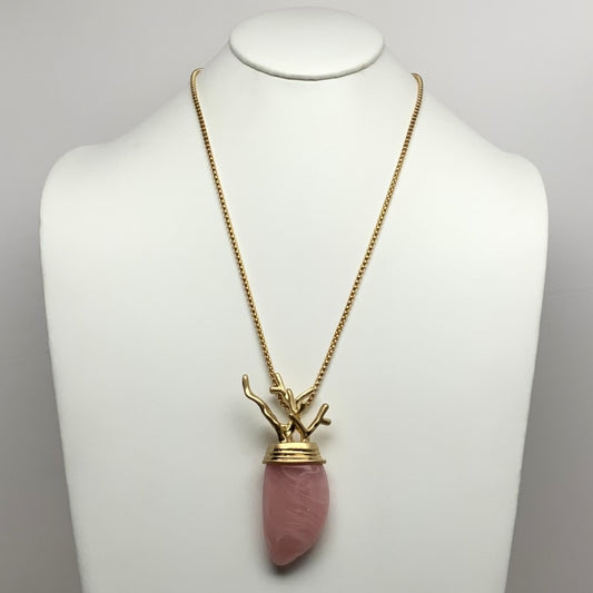 Box Chain Lucite Drop Piece Coral Top Necklace