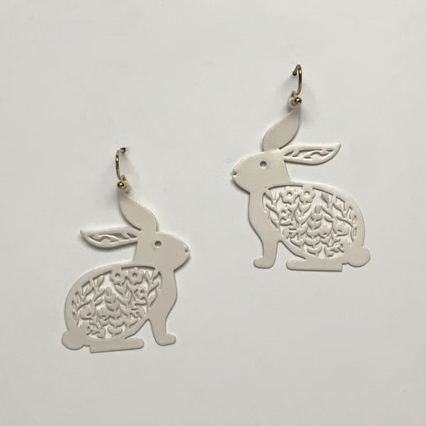 Easter Bunny with Flower Earrings