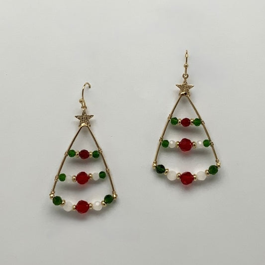 Christmas Tree Metal Bead Deco Earrings