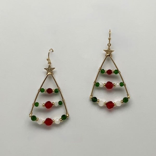 Christmas Tree Metal Bead Deco Earrings