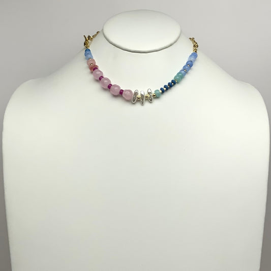Mix Lucite Beaded Chain Necklace