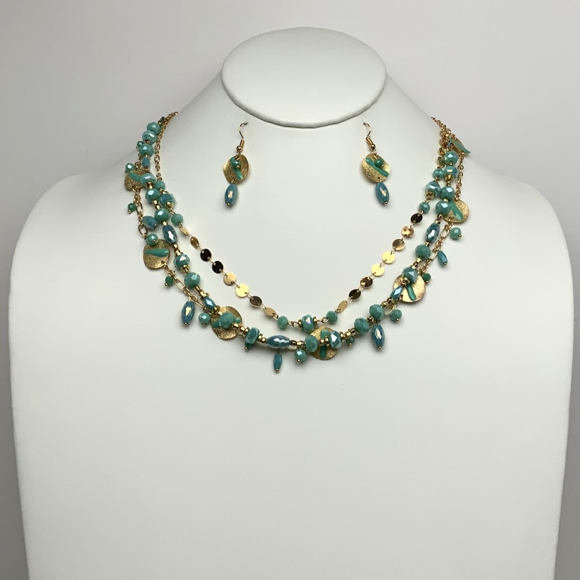 Layered Beaded Metal Circle Necklace Sets