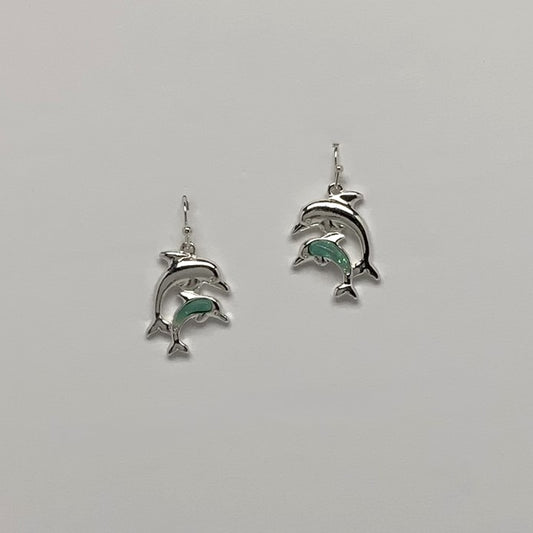 Dolphin Pair Drop Earrings