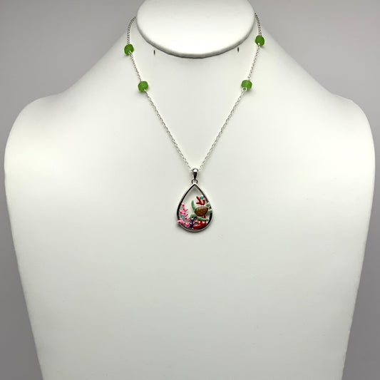 Beaded Coral Turtle Necklace