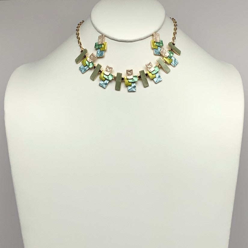 Layered Rectangle Necklace Set