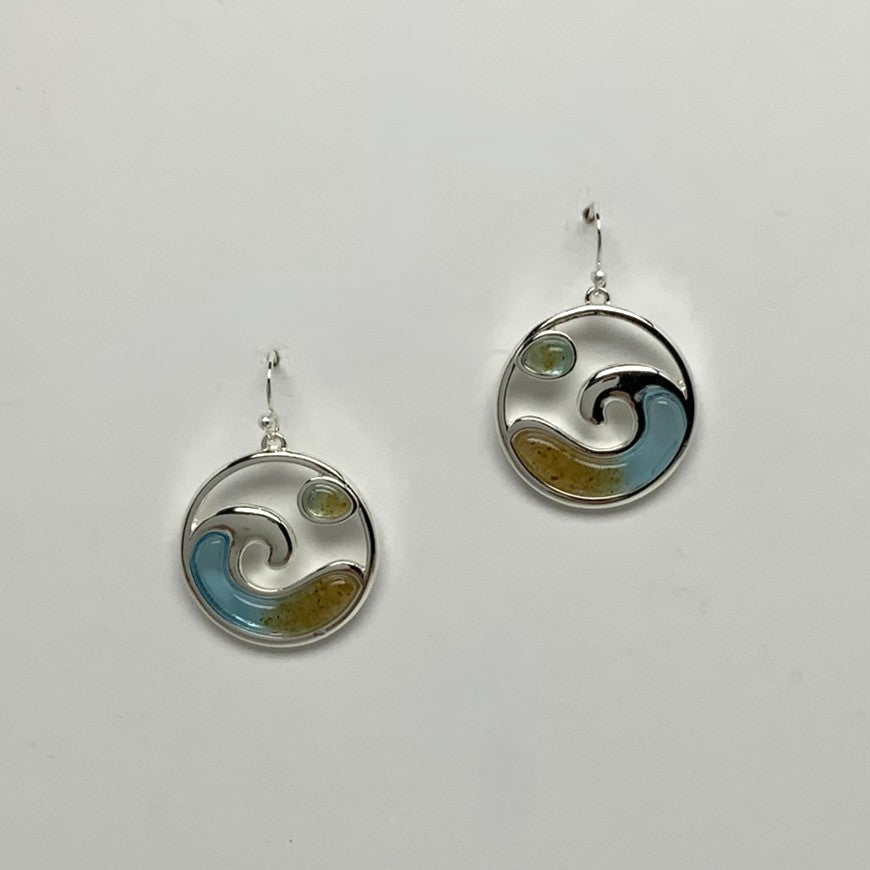 Enamel Wave Sandrop Earrings