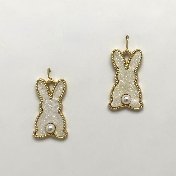 Glitter Pearl Bunny Earrings