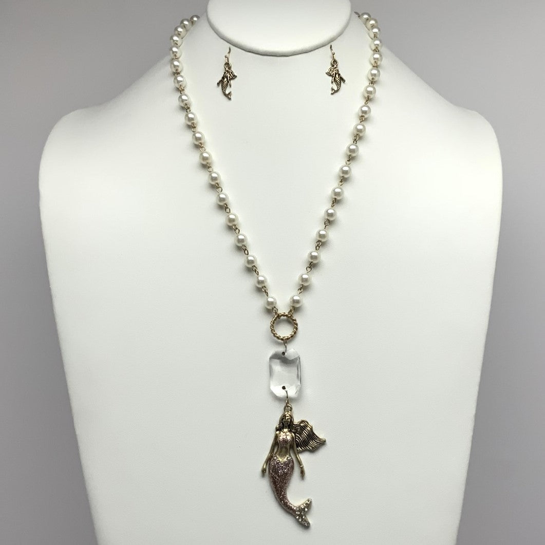 Pearl Mermaid Drop Necklace Set